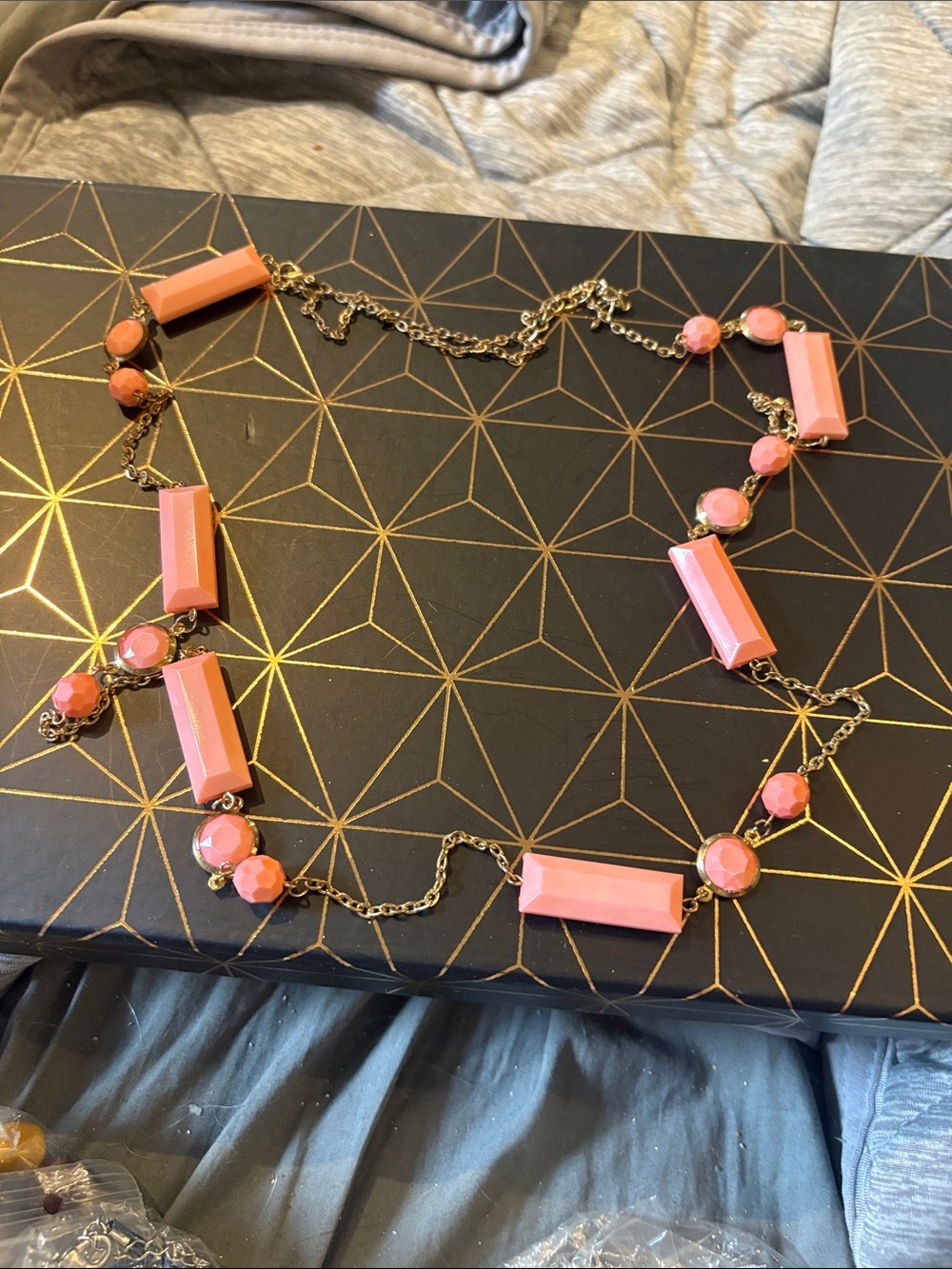 Pink Geometric Stone Necklace - Women Jewelry